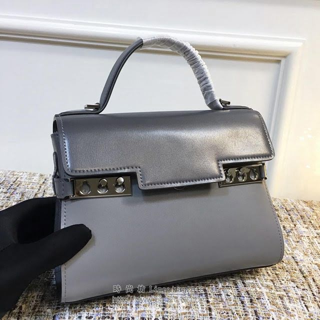 DELVAUX女包 Tempete系列 mini款 TP0020拼色灰 原版牛皮 德爾沃拼色手提包 經典款女單肩包  fcs1066